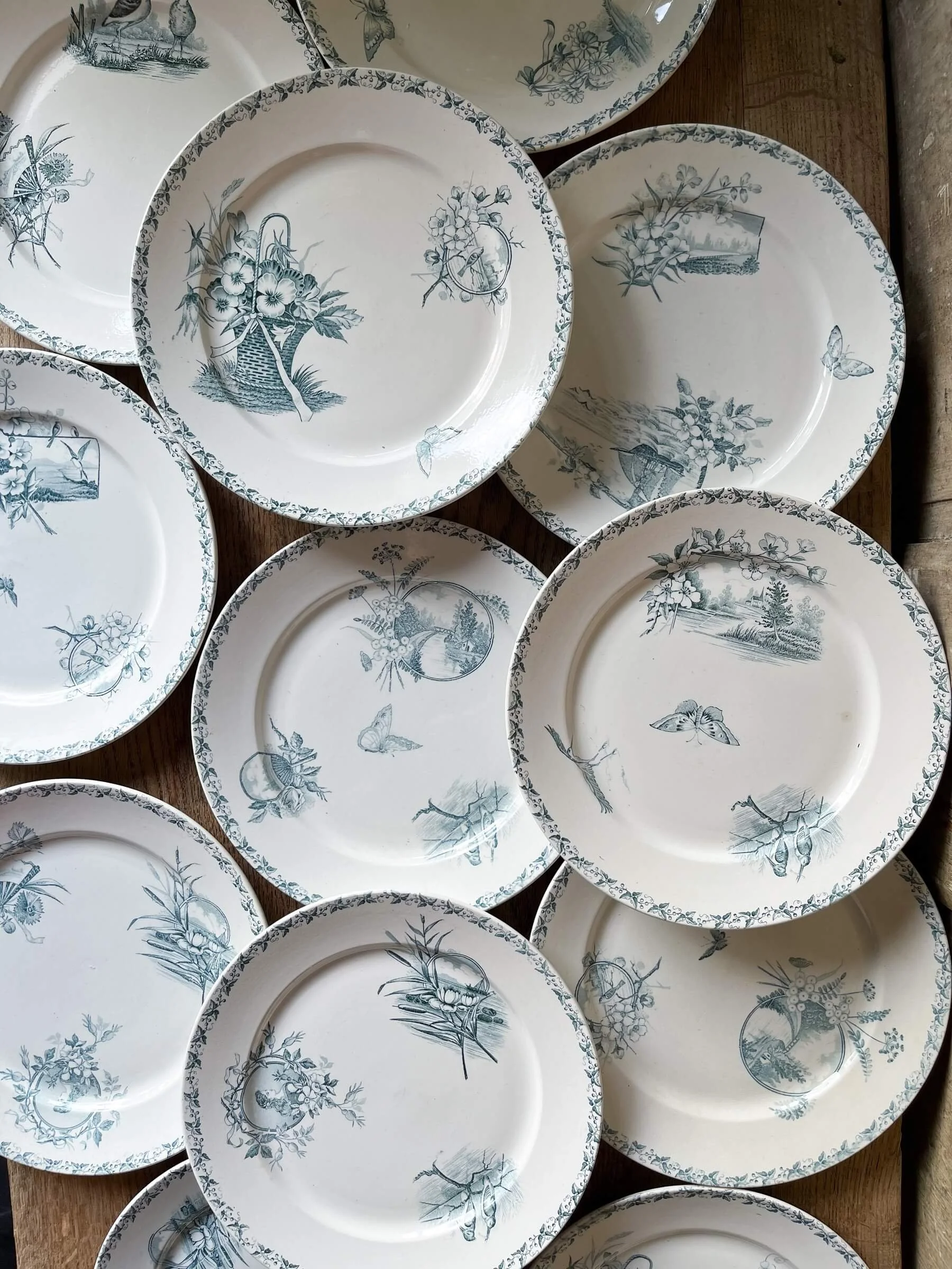 Set of 6 Antique French Ironstone Badonviller Terre de Fer